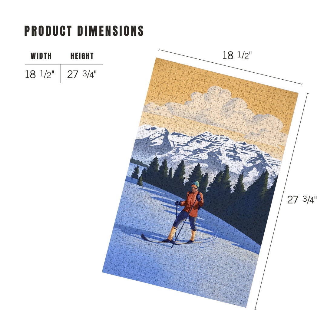Cross Country Skier, Litho, Jigsaw Puzzle - Lantern Press