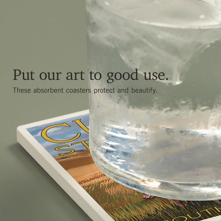 Custer Park, South Dakota, Buffalo Herd and Calf, Coasters Coasters Lantern Press