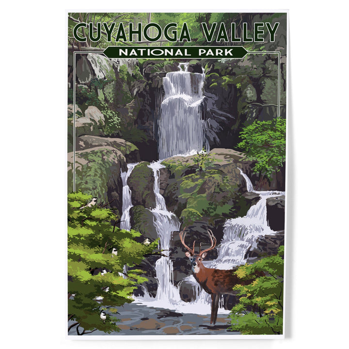 Cuyahoga Valley National Park, Ohio, Deer and Falls, Art & Giclee Prints - Lantern Press