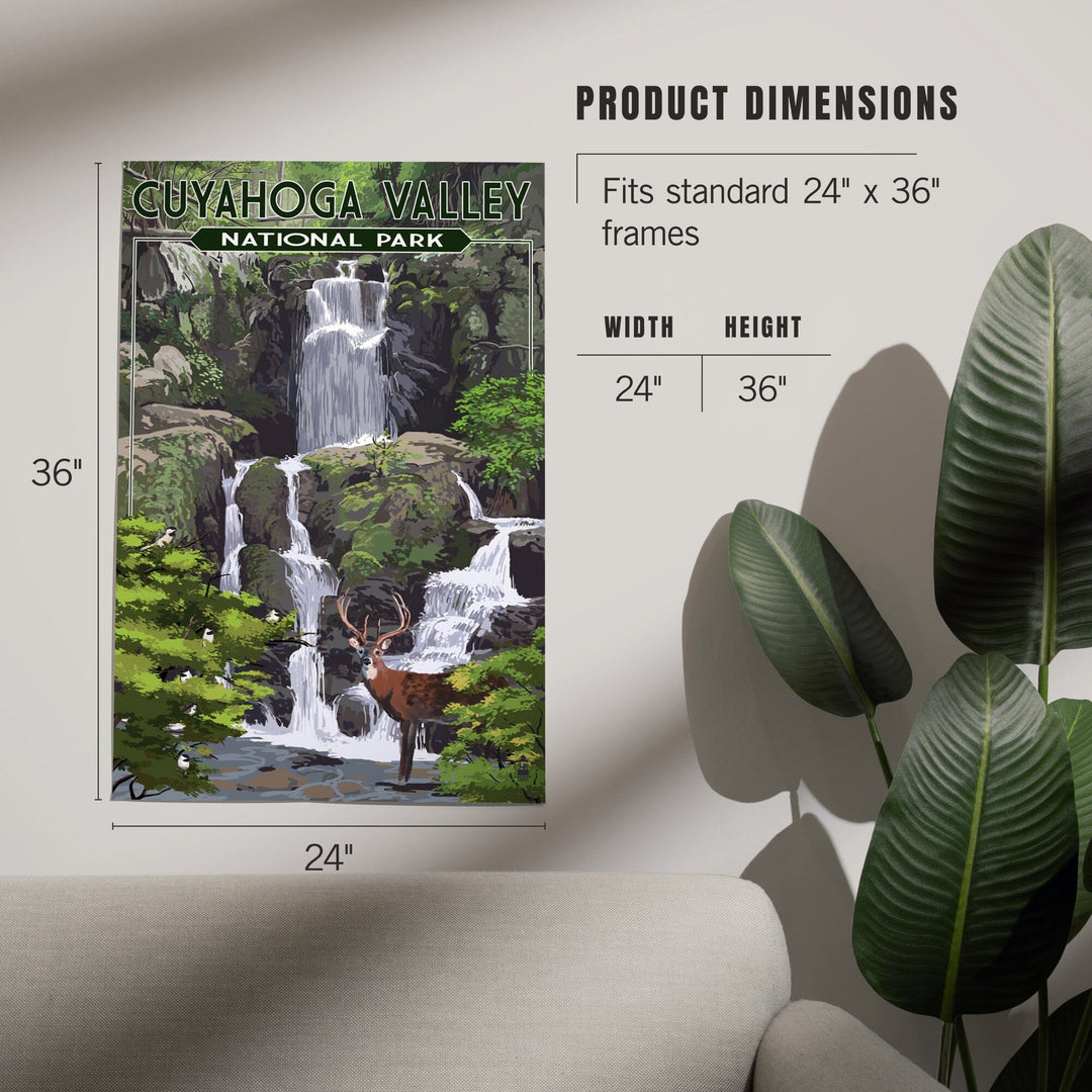 Cuyahoga Valley National Park, Ohio, Deer and Falls, Art & Giclee Prints - Lantern Press