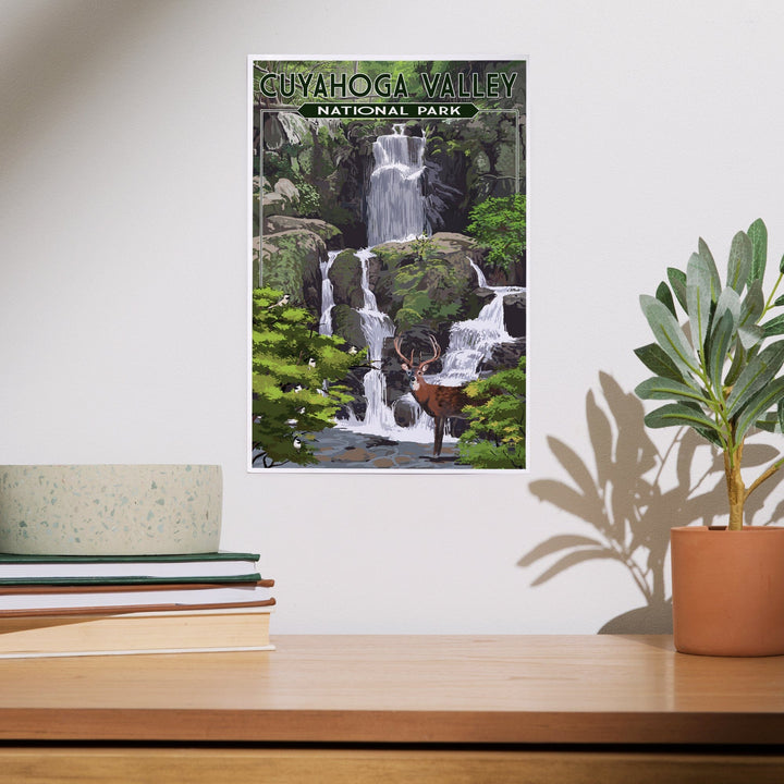 Cuyahoga Valley National Park, Ohio, Deer and Falls, Art & Giclee Prints - Lantern Press