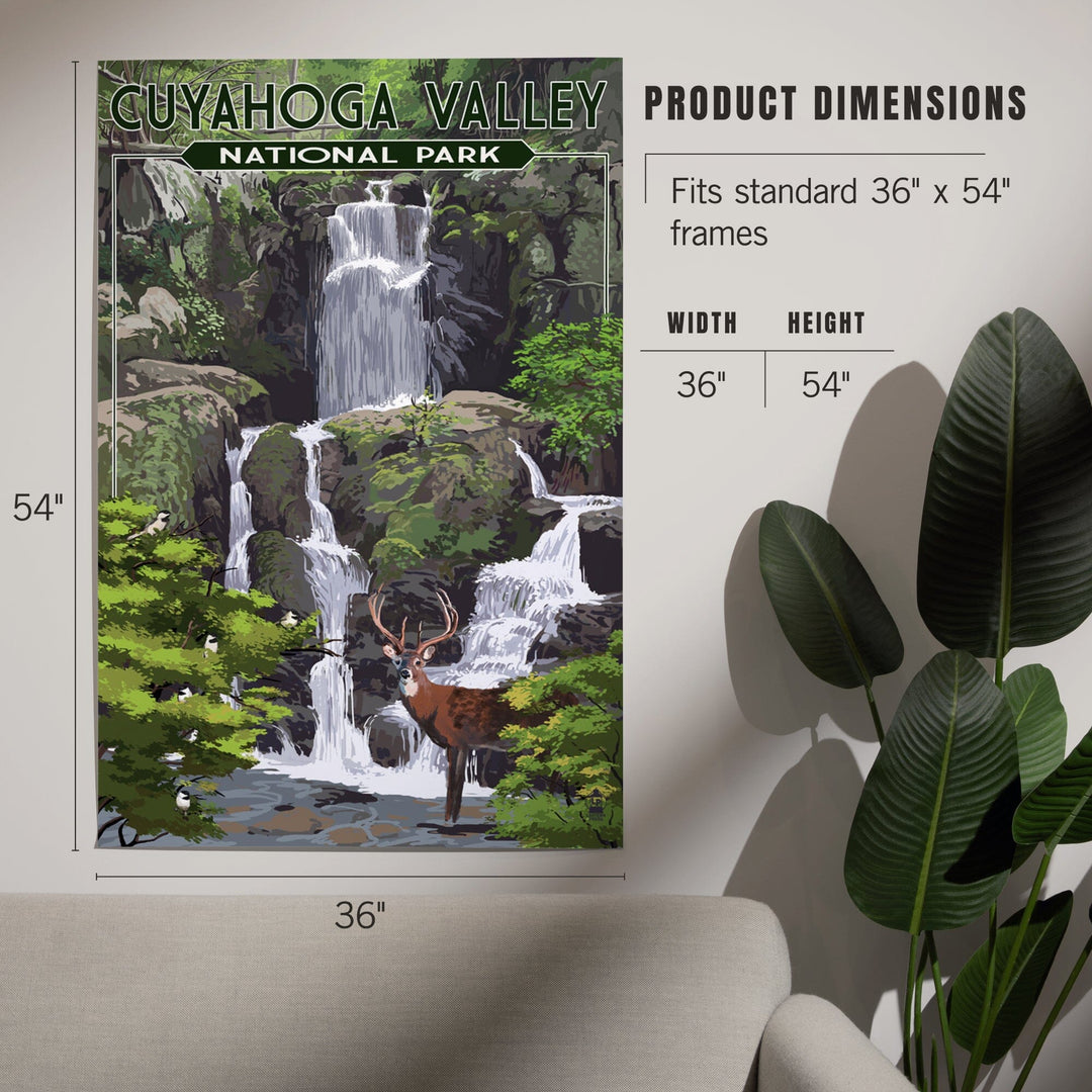 Cuyahoga Valley National Park, Ohio, Deer and Falls, Art & Giclee Prints - Lantern Press