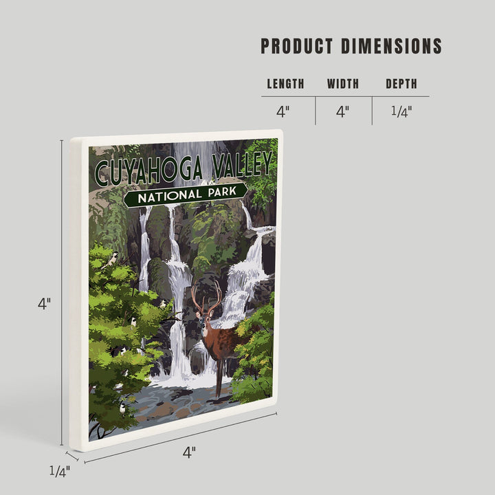 Cuyahoga Valley National Park, Ohio, Deer and Falls, Coasters Coasters Lantern Press