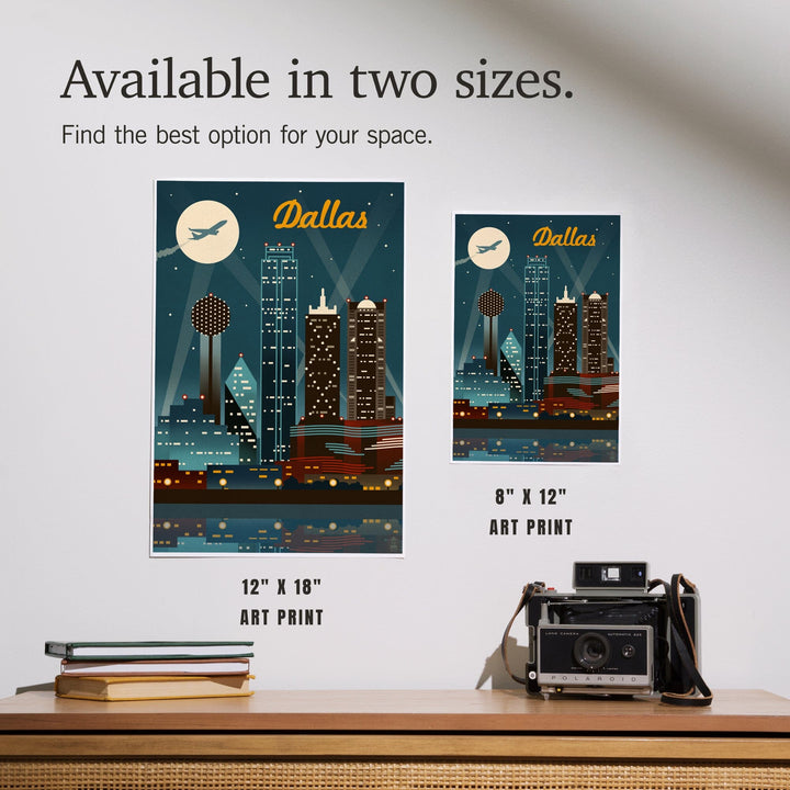 Dallas, Texas, Retro Skyline, Art & Giclee Prints - Lantern Press