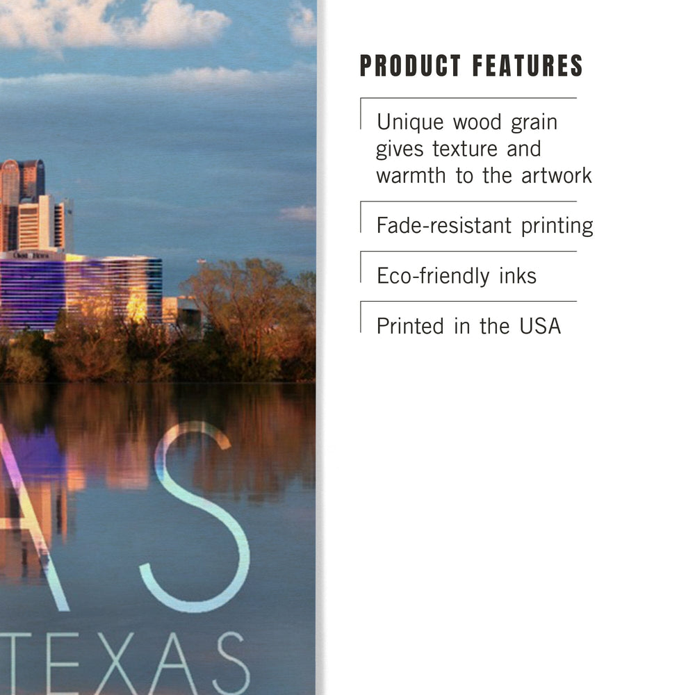Dallas, Texas, Skyline, Lantern Press Photography, Wood Signs and Postcards - Lantern Press