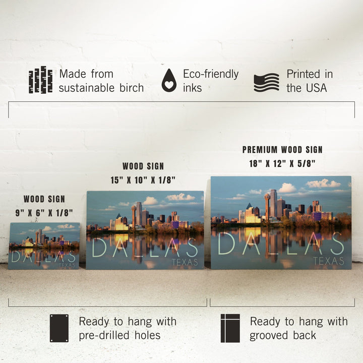 Dallas, Texas, Skyline, Lantern Press Photography, Wood Signs and Postcards - Lantern Press