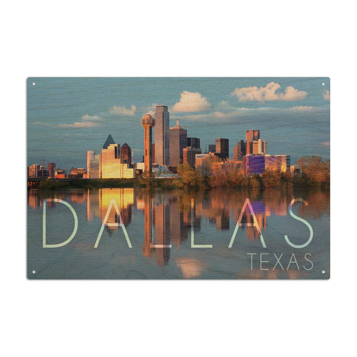 Dallas, Texas, Skyline, Lantern Press Photography, Wood Signs and Postcards - Lantern Press