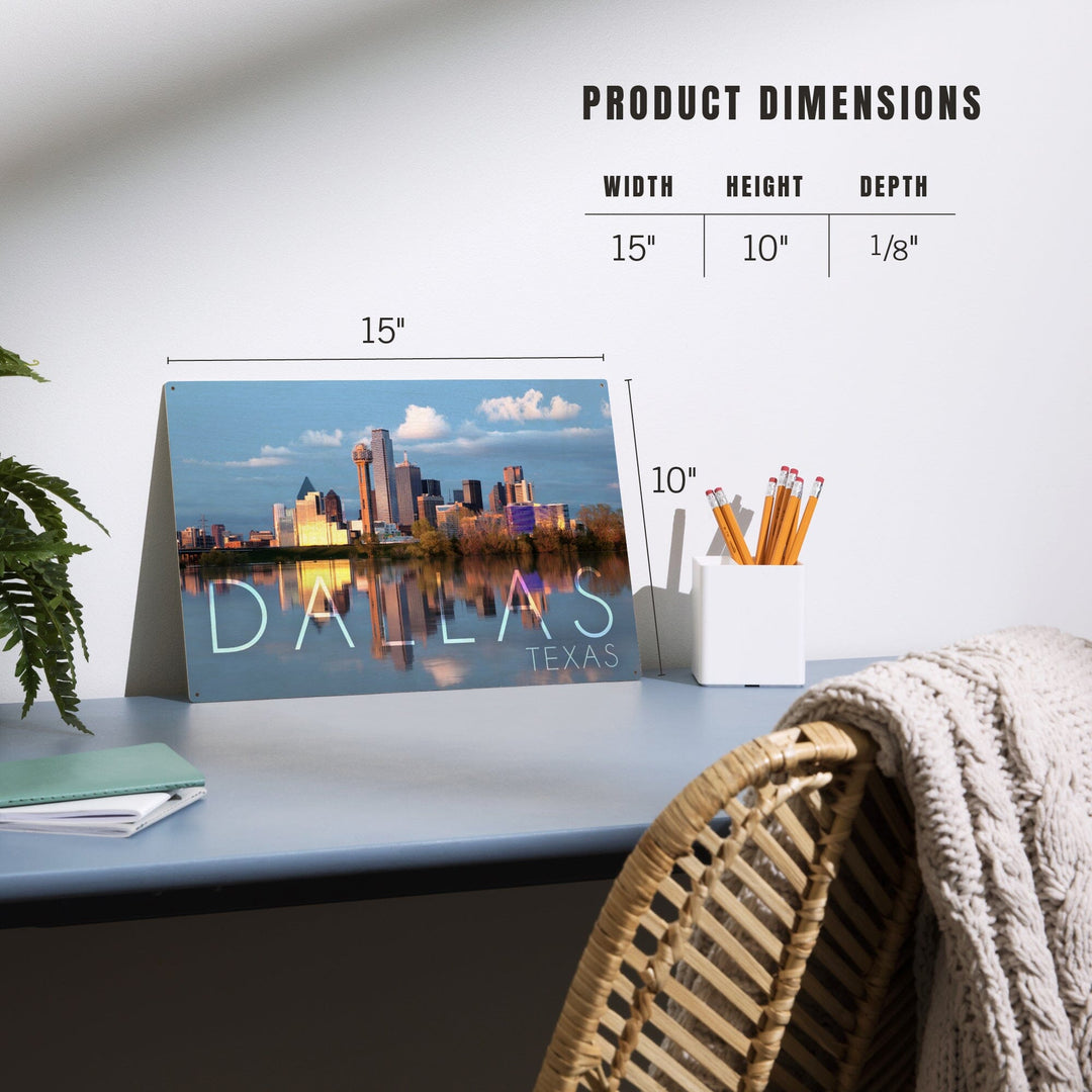 Dallas, Texas, Skyline, Lantern Press Photography, Wood Signs and Postcards - Lantern Press