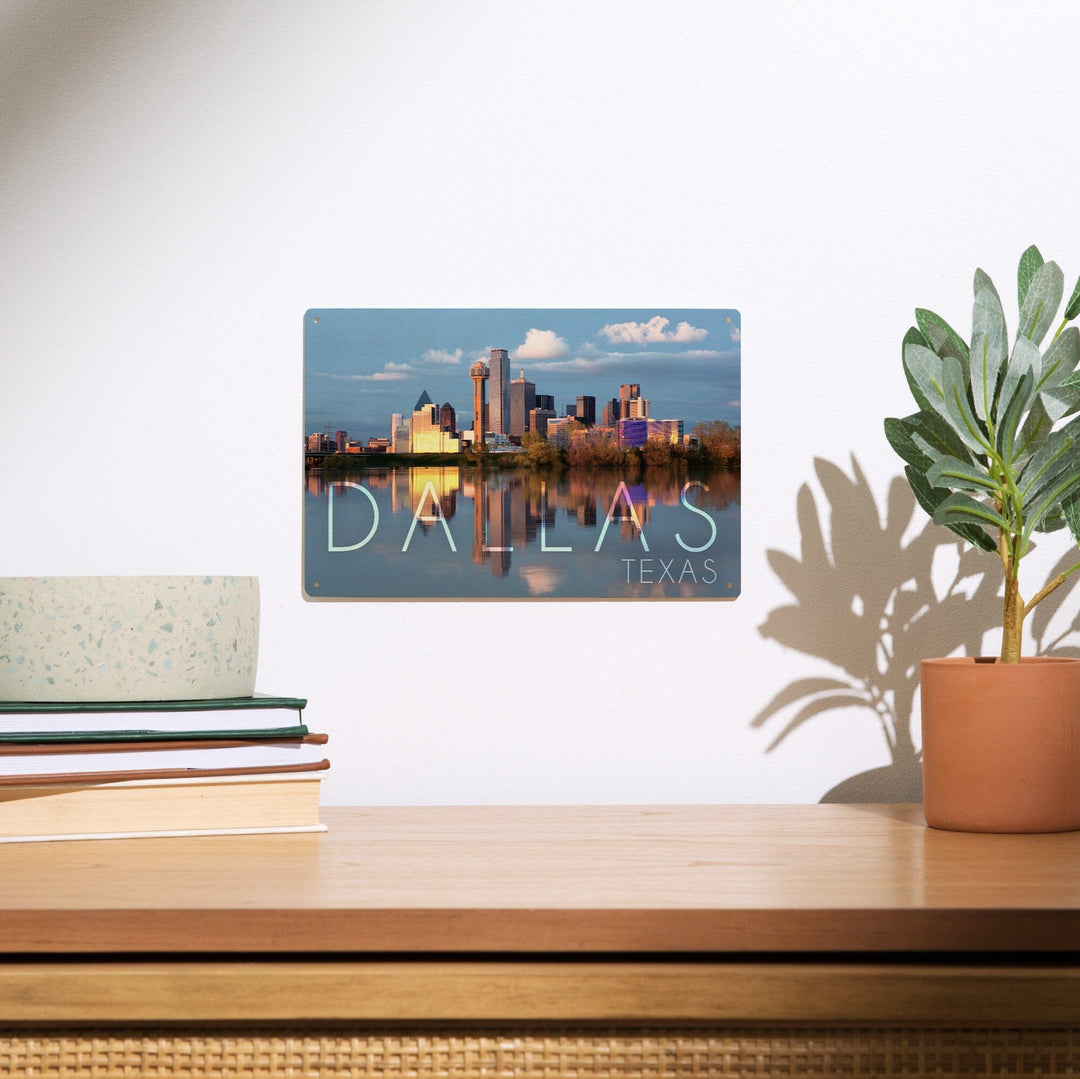Dallas, Texas, Skyline, Lantern Press Photography, Wood Signs and Postcards - Lantern Press