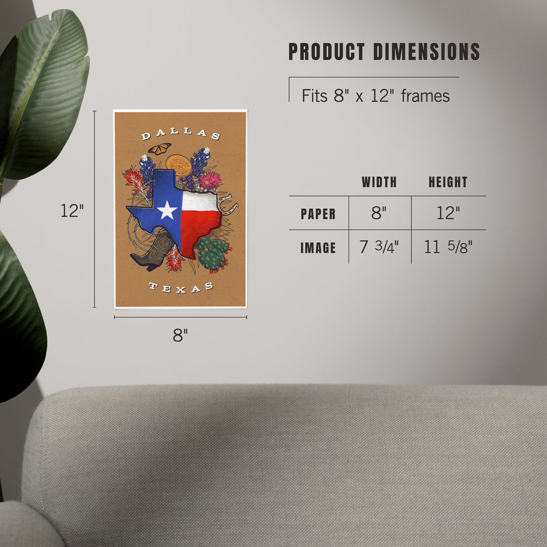 Dallas, Texas, State Treasure Trove, State Series, Art & Giclee Prints Art Lantern Press