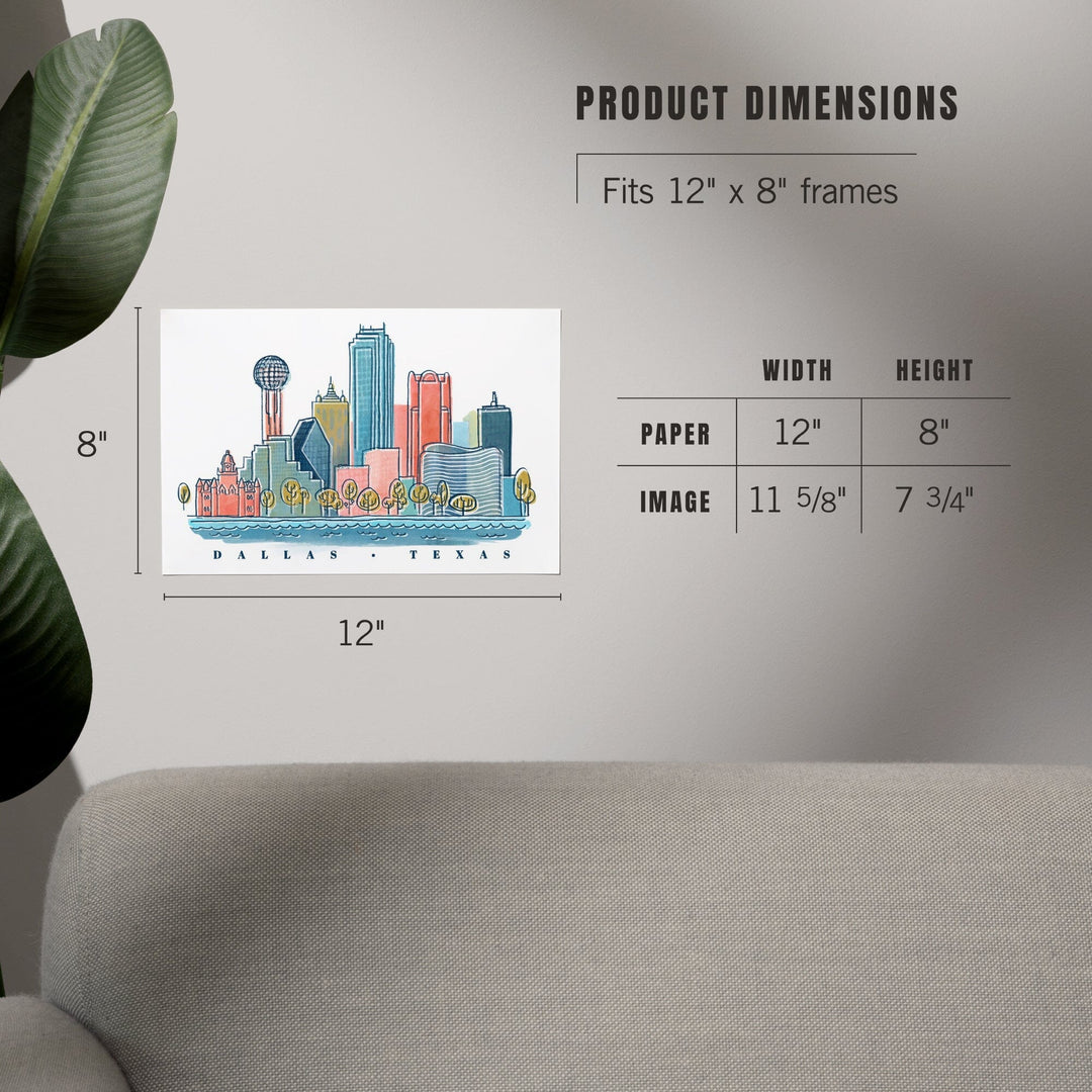 Dallas, Texas, Whimsy City Collection, Skyline, Art & Giclee Prints - Lantern Press