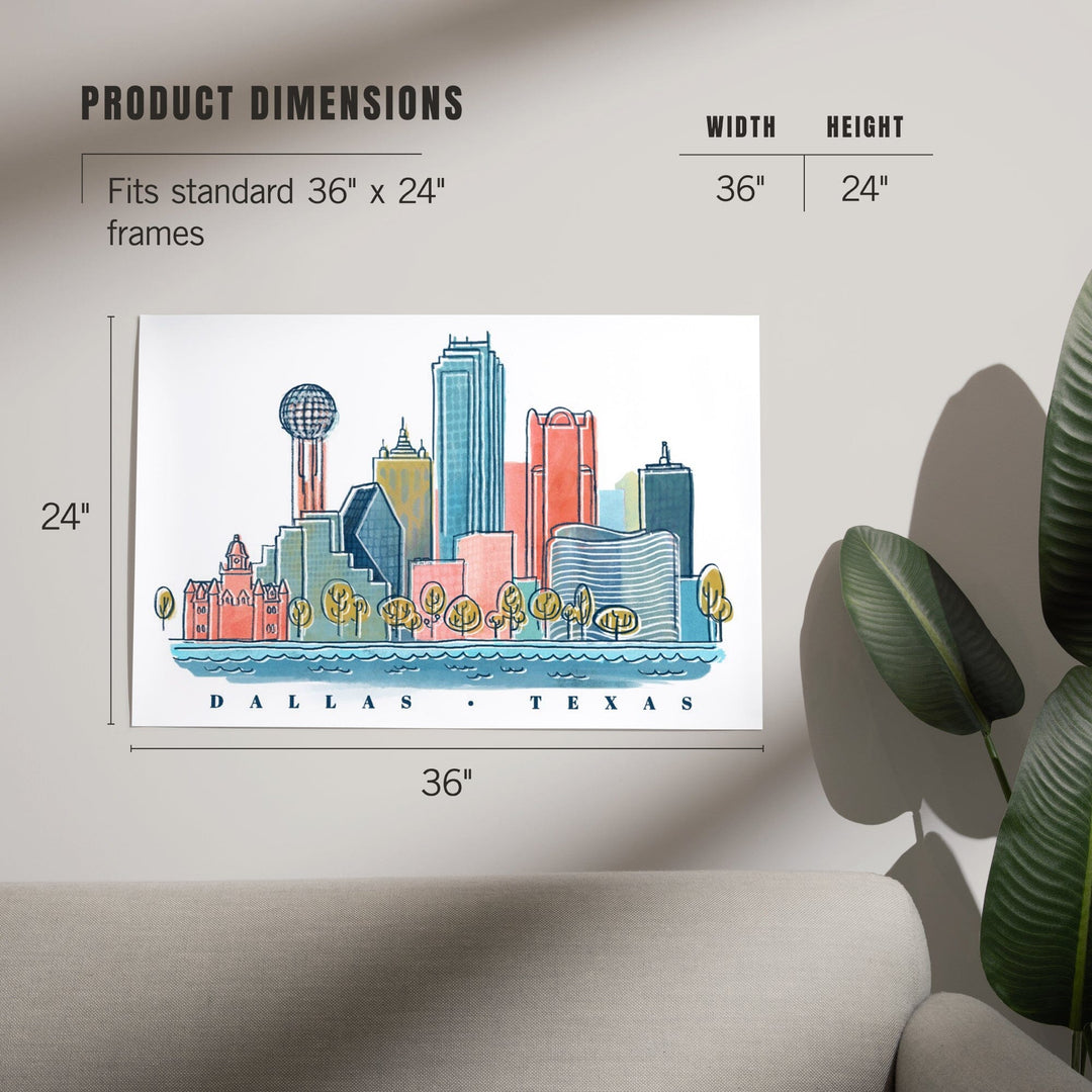 Dallas, Texas, Whimsy City Collection, Skyline, Art & Giclee Prints - Lantern Press