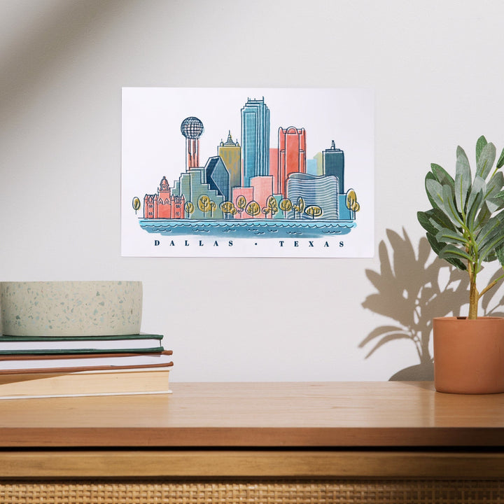 Dallas, Texas, Whimsy City Collection, Skyline, Art & Giclee Prints - Lantern Press