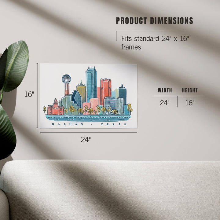 Dallas, Texas, Whimsy City Collection, Skyline, Art & Giclee Prints - Lantern Press