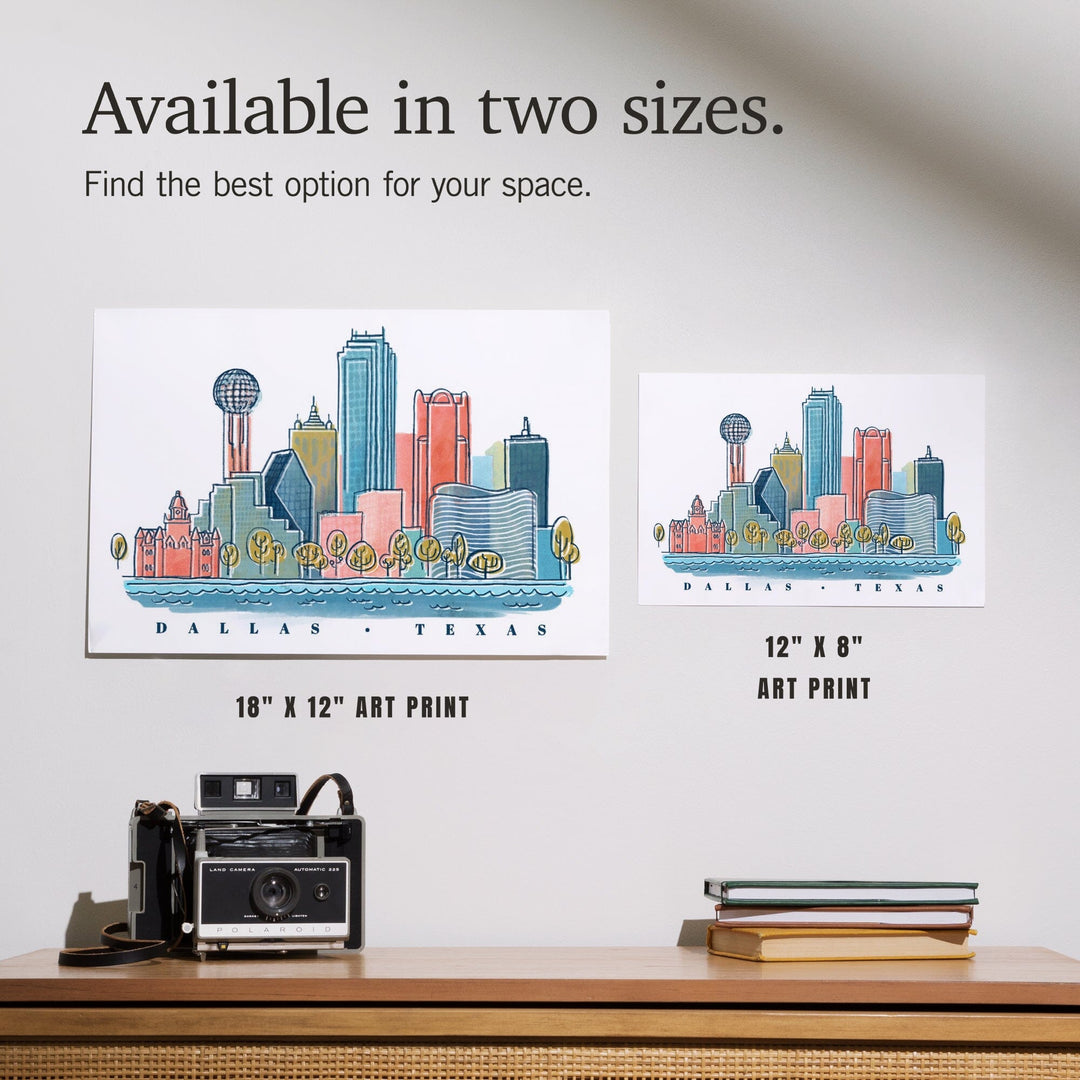 Dallas, Texas, Whimsy City Collection, Skyline, Art & Giclee Prints - Lantern Press