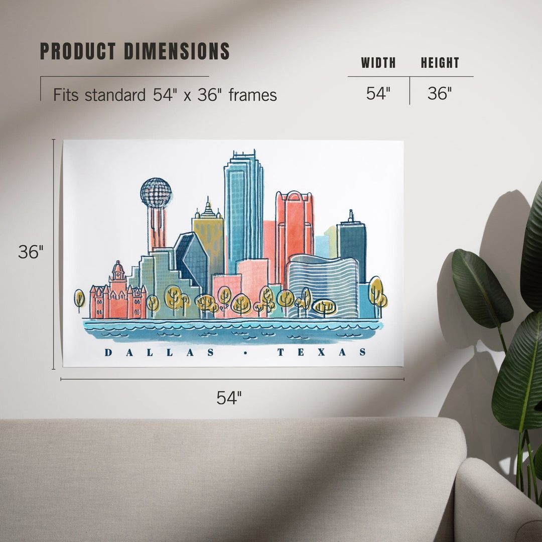 Dallas, Texas, Whimsy City Collection, Skyline, Art & Giclee Prints - Lantern Press
