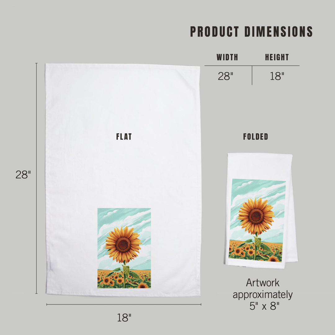 Dare to Bloom, Sunflower Field, Organic Cotton Kitchen Tea Towels Kitchen Lantern Press