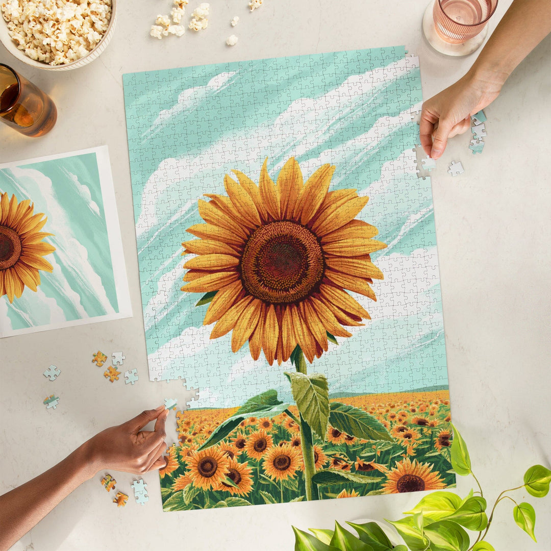 Dare to Bloom, Sunflower Field Puzzle Lantern Press