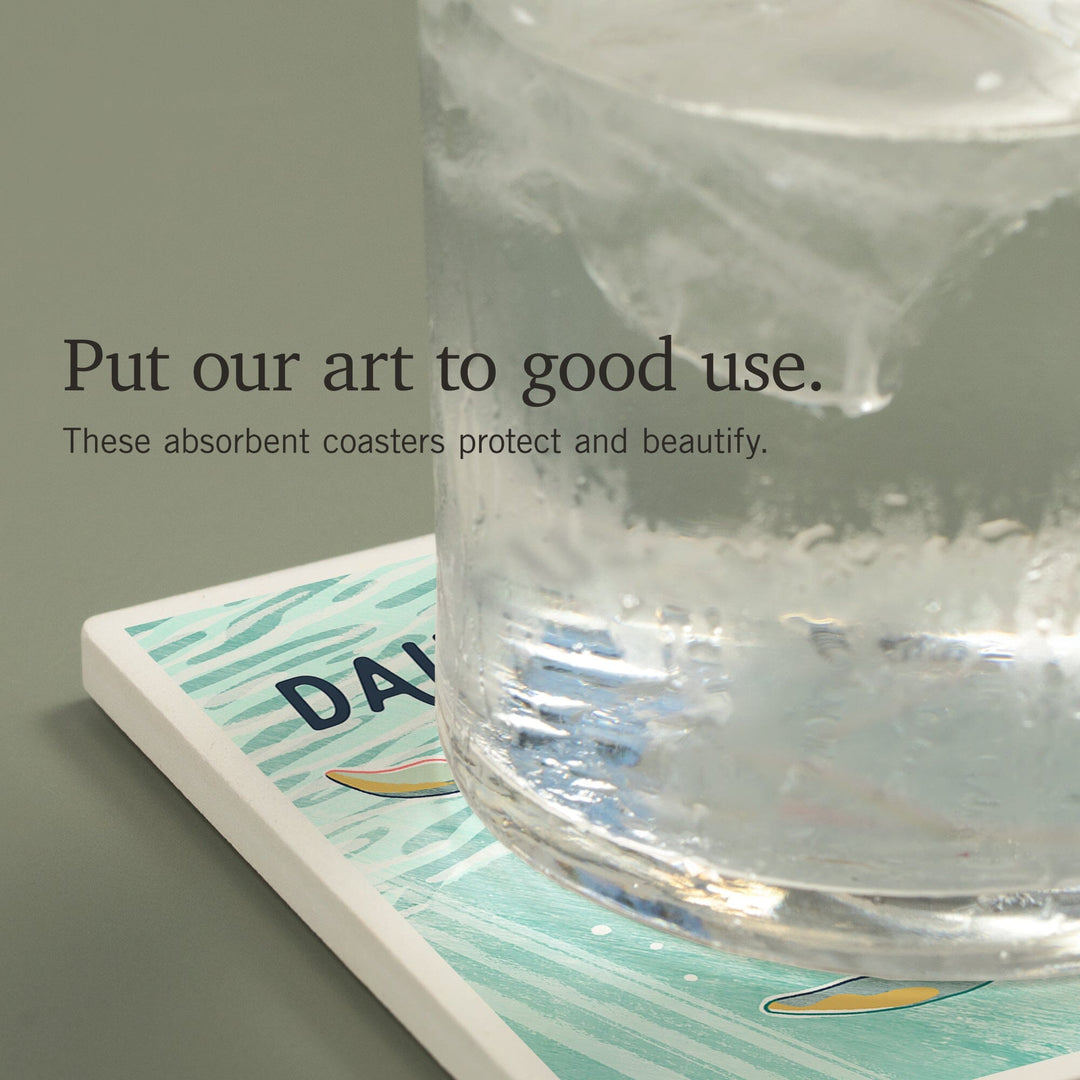 Daufuskie Island, South Carolina, Graphic Pastel, Bottlenose Dolphin, Coasters Coasters Lantern Press