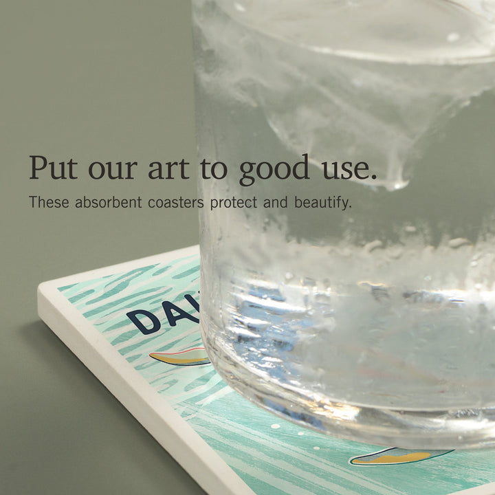 Daufuskie Island, South Carolina, Graphic Pastel, Bottlenose Dolphin, Coasters Coasters Lantern Press