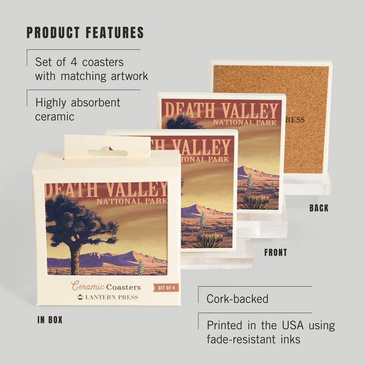 Death Valley National Park, California, Joshua Tree, Painterly Series, Coasters Coasters Lantern Press