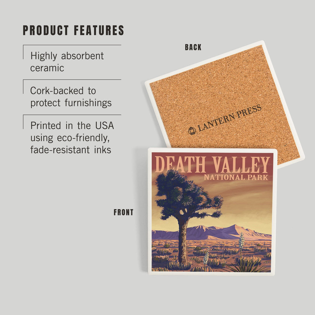 Death Valley National Park, California, Joshua Tree, Painterly Series, Coasters Coasters Lantern Press