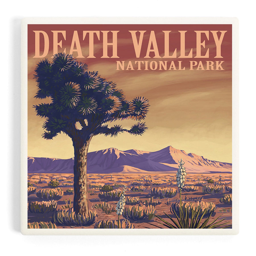 Death Valley National Park, California, Joshua Tree, Painterly Series, Coasters Coasters Lantern Press