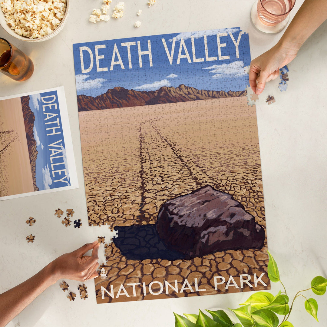 Death Valley National Park, California, Moving Rocks, Jigsaw Puzzle - Lantern Press