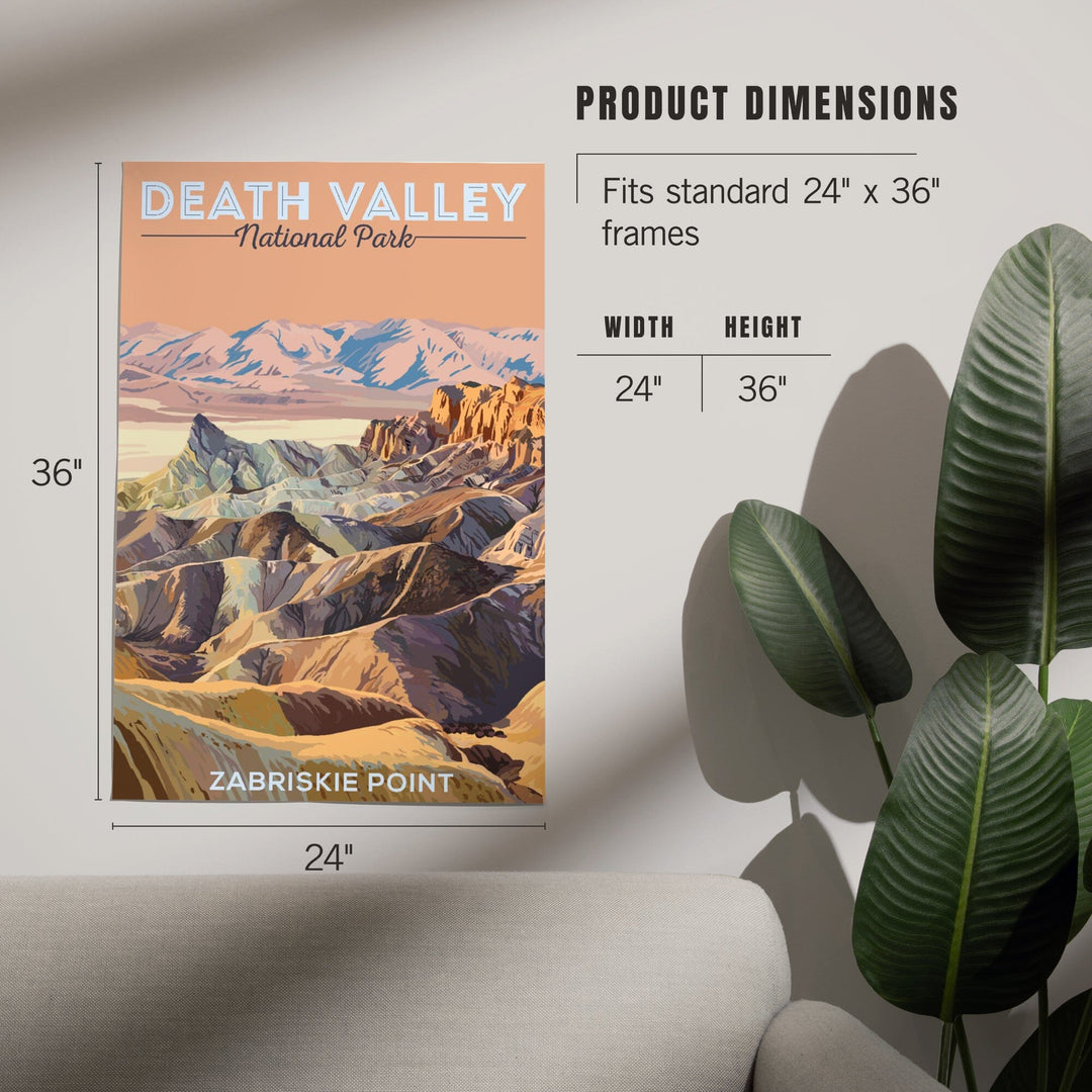 Death Valley National Park, California, Zabriskie Point, Painterly National Park Series, Art & Giclee Prints - Lantern Press