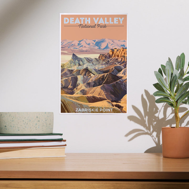 Death Valley National Park, California, Zabriskie Point, Painterly National Park Series, Art & Giclee Prints - Lantern Press