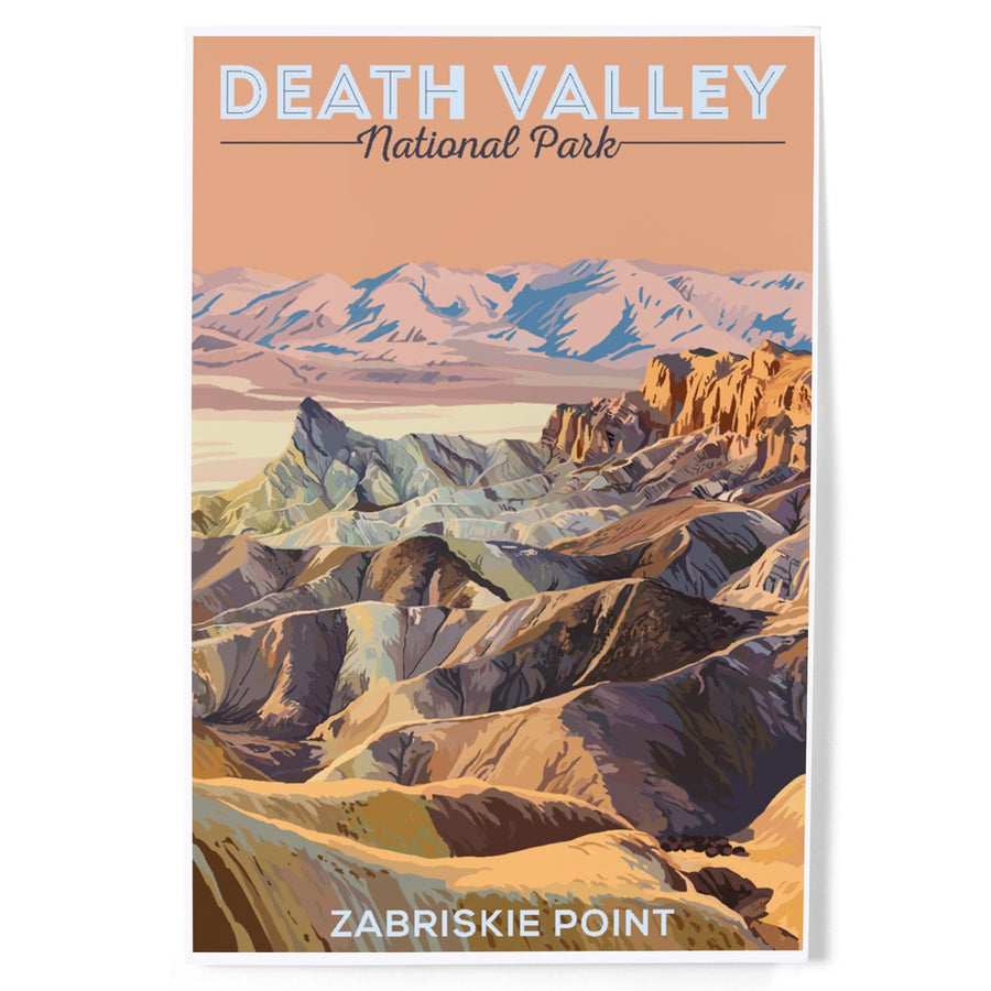 Death Valley National Park, California, Zabriskie Point, Painterly National Park Series, Art & Giclee Prints - Lantern Press