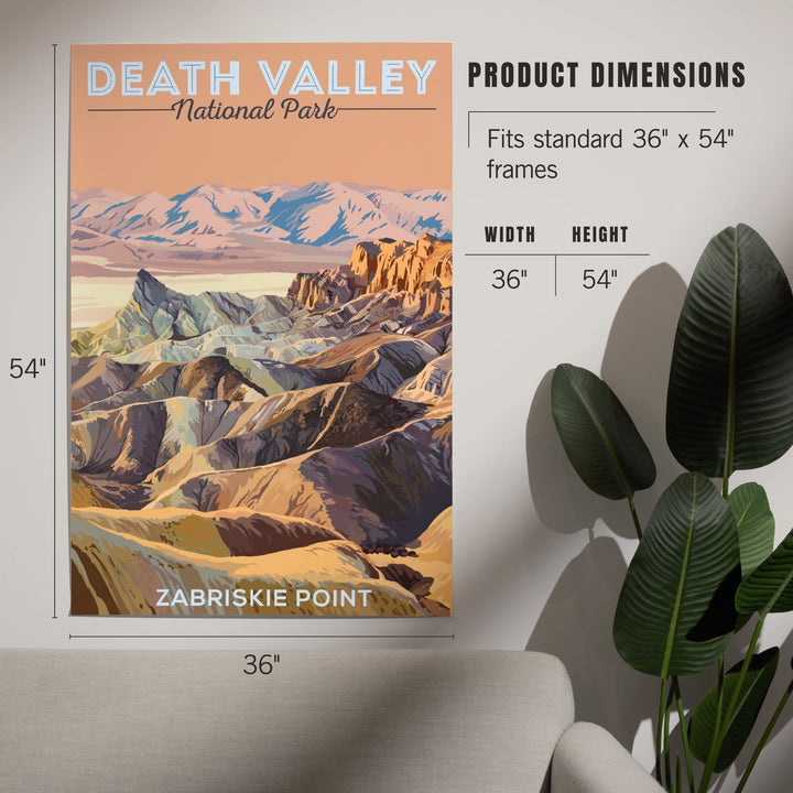 Death Valley National Park, California, Zabriskie Point, Painterly National Park Series, Art & Giclee Prints - Lantern Press