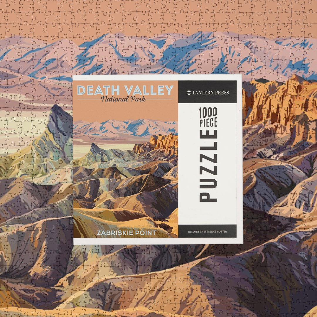 Death Valley National Park, California, Zabriskie Point, Painterly National Park Series, Jigsaw Puzzle - Lantern Press