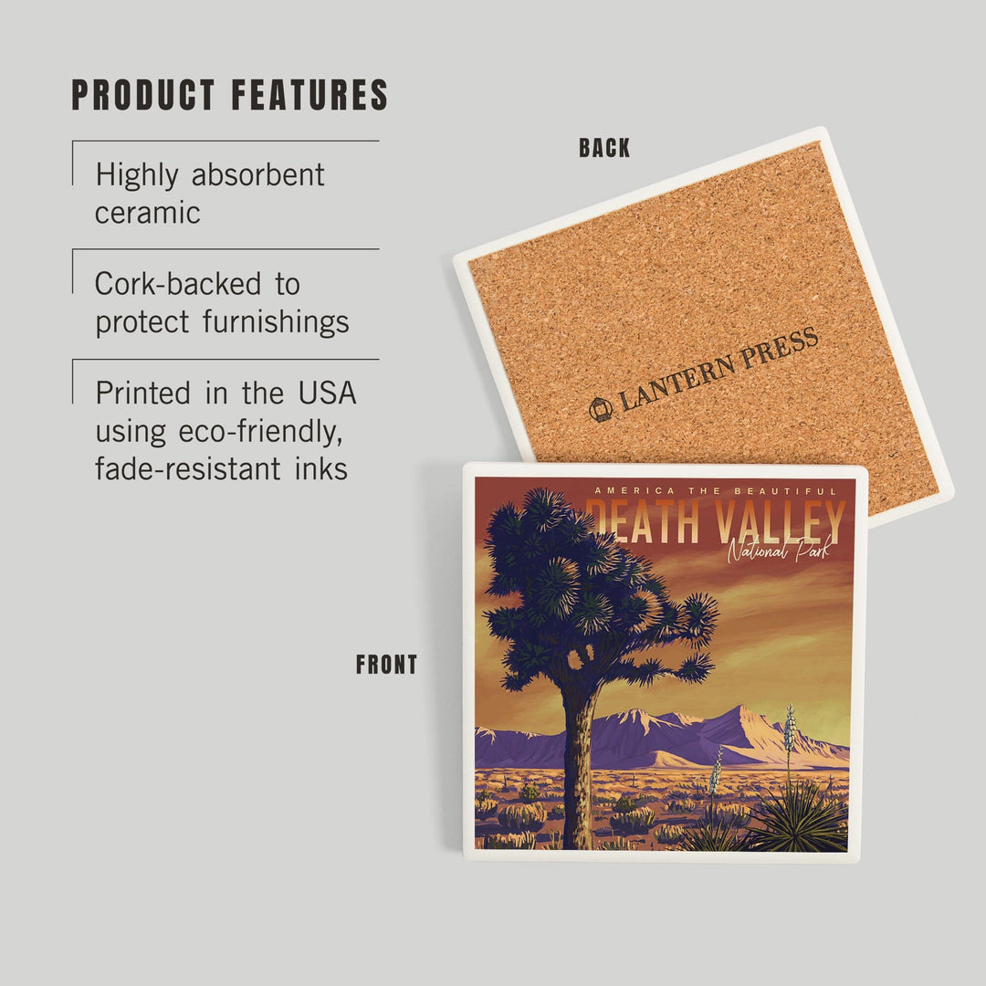 Death Valley National Park, Painterly, Joshua Tree, Coasters Coasters Lantern Press