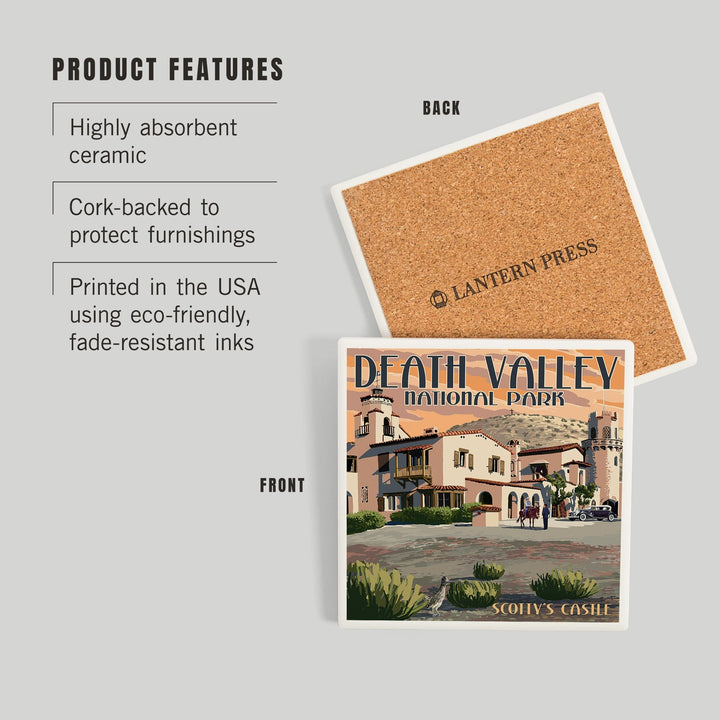 Death Valley National Park, Scotty's Castle, Painterly Series, Coasters Coasters Lantern Press