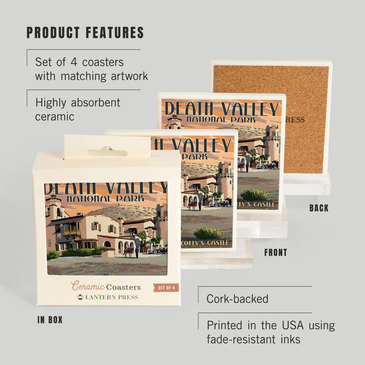 Death Valley National Park, Scotty's Castle, Painterly Series, Coasters Coasters Lantern Press