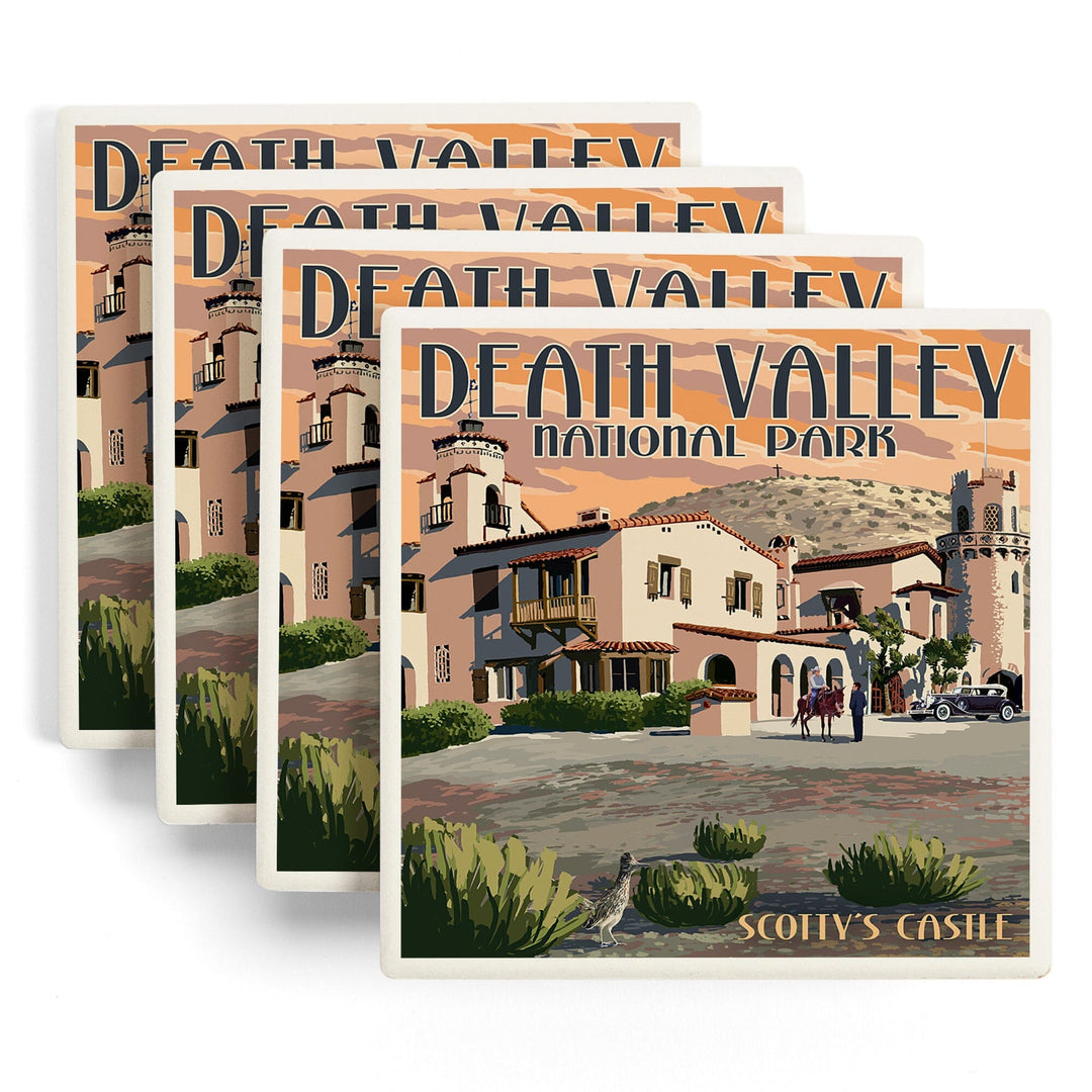 Death Valley National Park, Scotty's Castle, Painterly Series, Coasters Coasters Lantern Press
