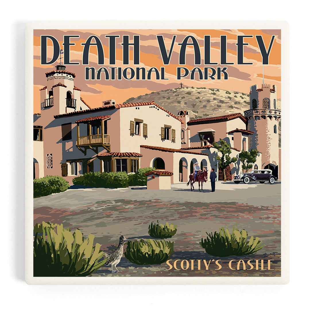 Death Valley National Park, Scotty's Castle, Painterly Series, Coasters Coasters Lantern Press