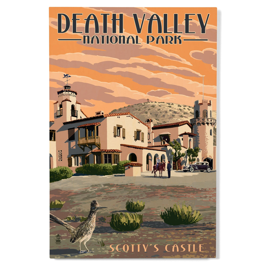Death Valley National Park, Scotty's Castle, Painterly Series, Wood Signs and Postcards Wood Lantern Press