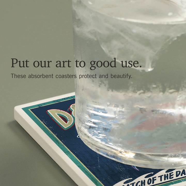 Delaware Blue Crabs Vintage Sign, Best at the Beach, Coasters Coasters Lantern Press