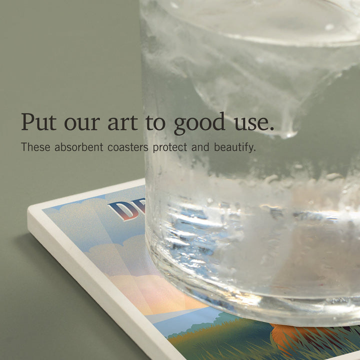 Denali, Alaska, Lithograph Wildlife Series, Grizzly Bear, Coasters Coasters Lantern Press