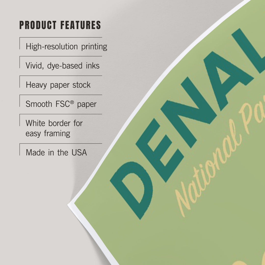 Denali National Park, Alaska, Bear and Cubs, Geometric, Art & Giclee Prints - Lantern Press