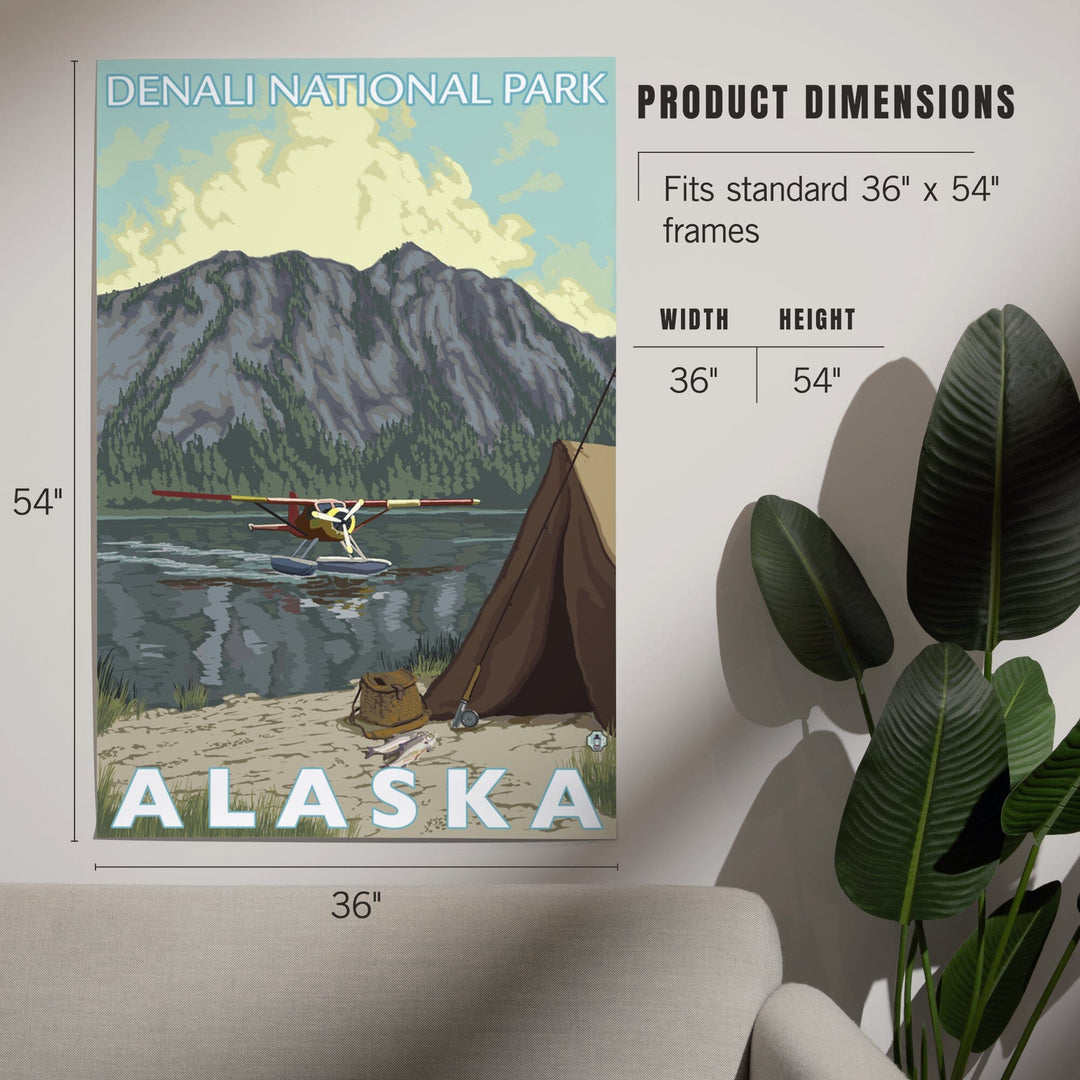 Denali National Park, Alaska, Bush Plane and Fishing, Art & Giclee Prints - Lantern Press