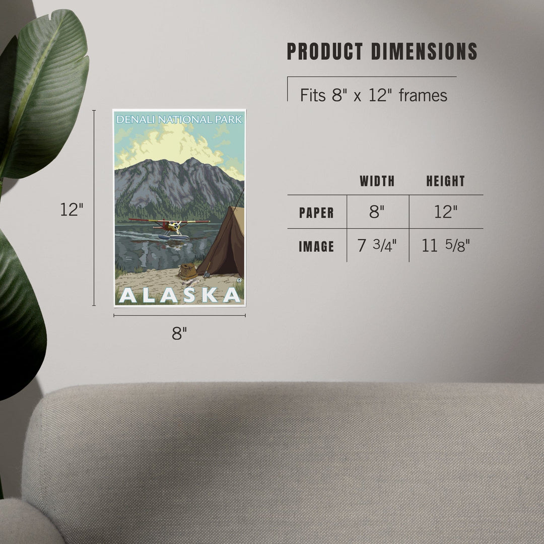 Denali National Park, Alaska, Bush Plane and Fishing, Art & Giclee Prints - Lantern Press