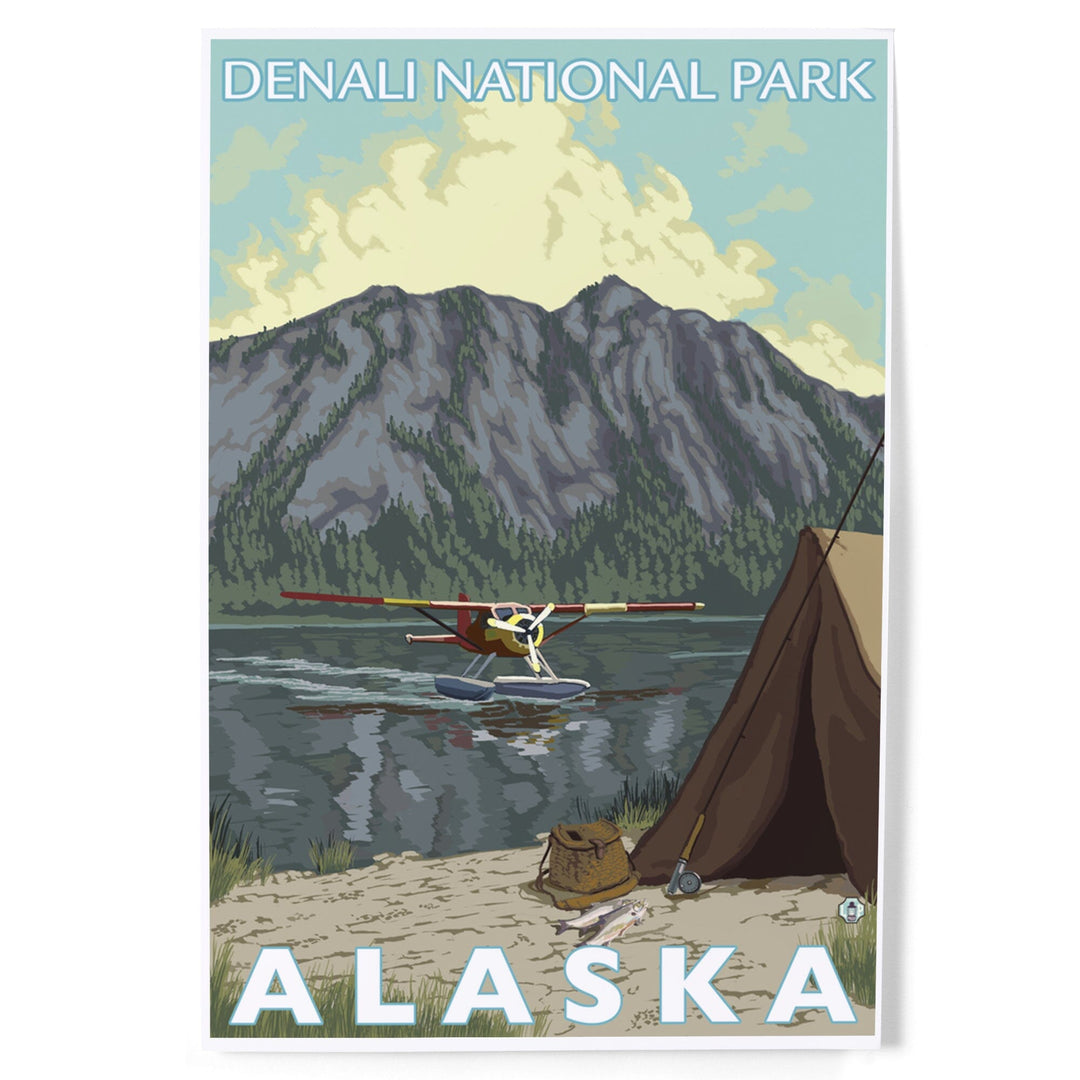 Denali National Park, Alaska, Bush Plane and Fishing, Art & Giclee Prints - Lantern Press