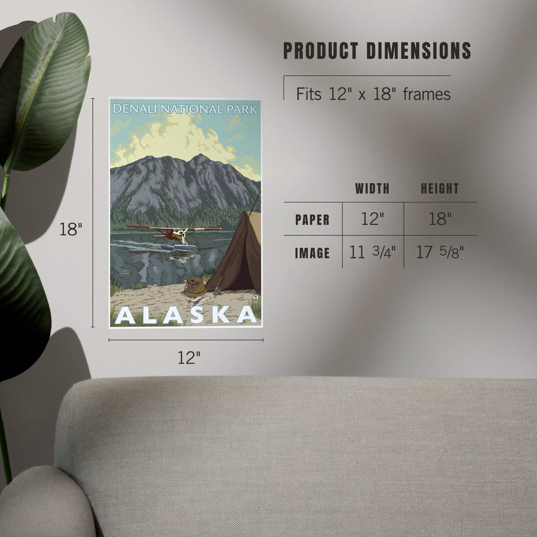 Denali National Park, Alaska, Bush Plane and Fishing, Art & Giclee Prints - Lantern Press