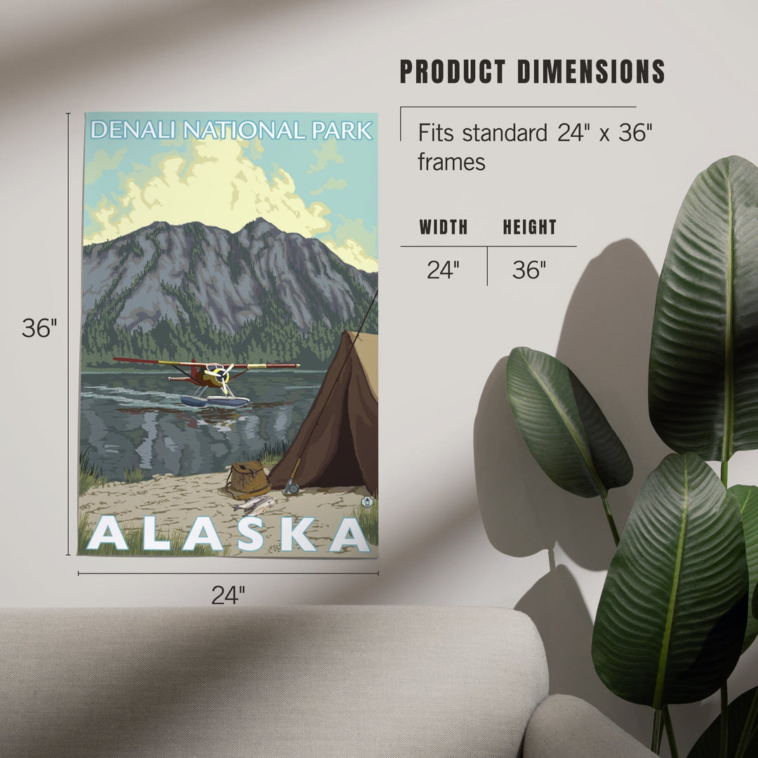 Denali National Park, Alaska, Bush Plane and Fishing, Art & Giclee Prints - Lantern Press