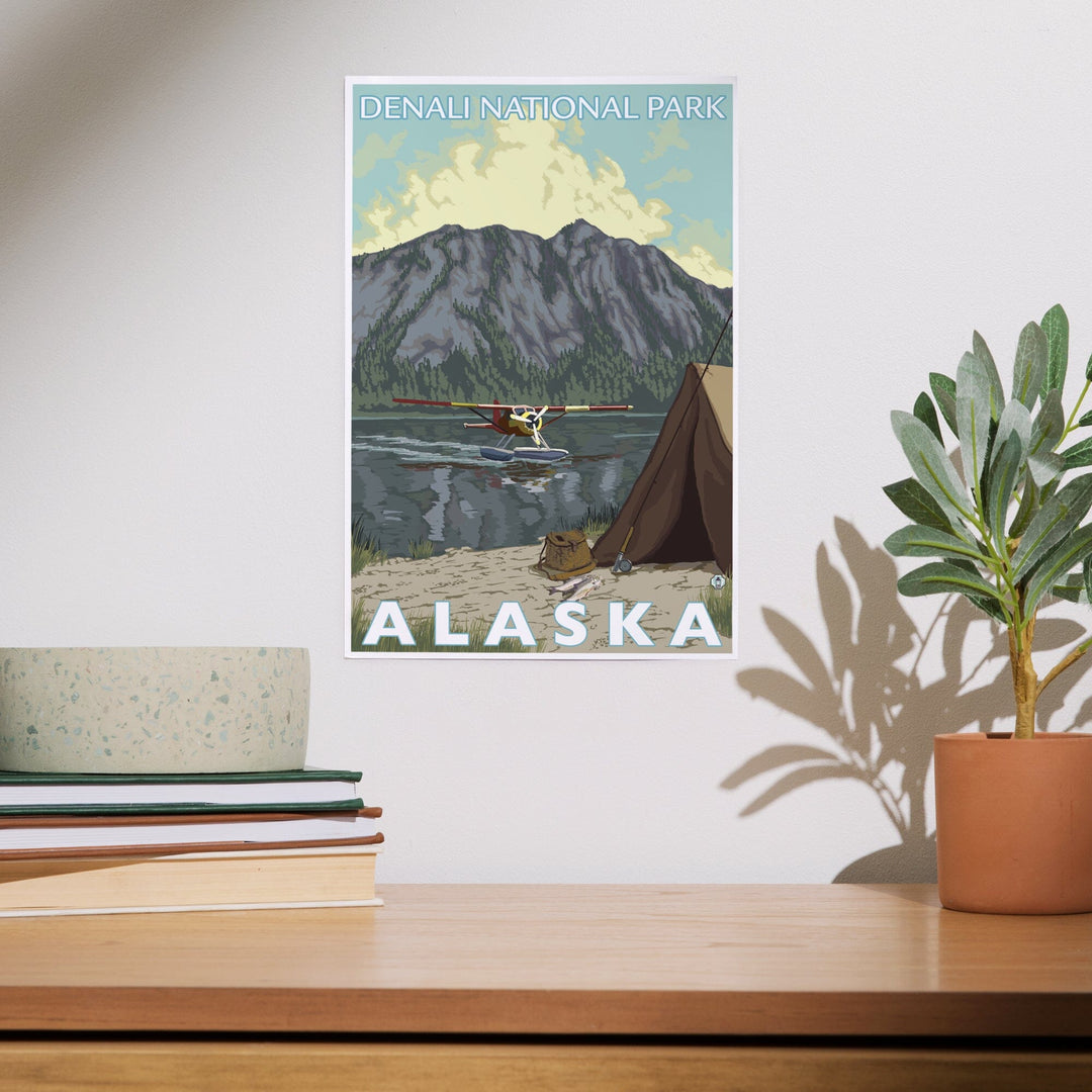 Denali National Park, Alaska, Bush Plane and Fishing, Art & Giclee Prints - Lantern Press