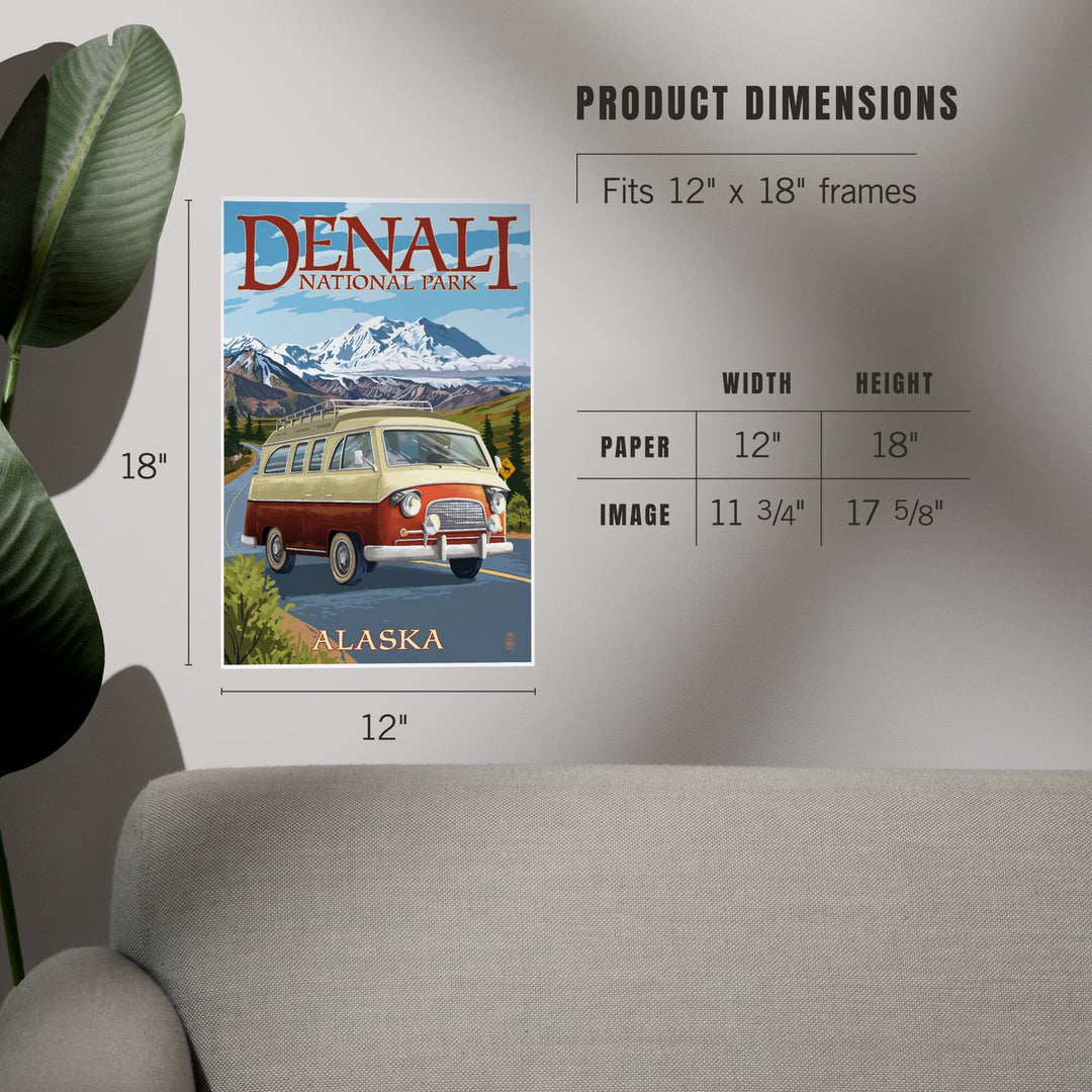 Denali National Park, Alaska, Camper Van, Art & Giclee Prints - Lantern Press
