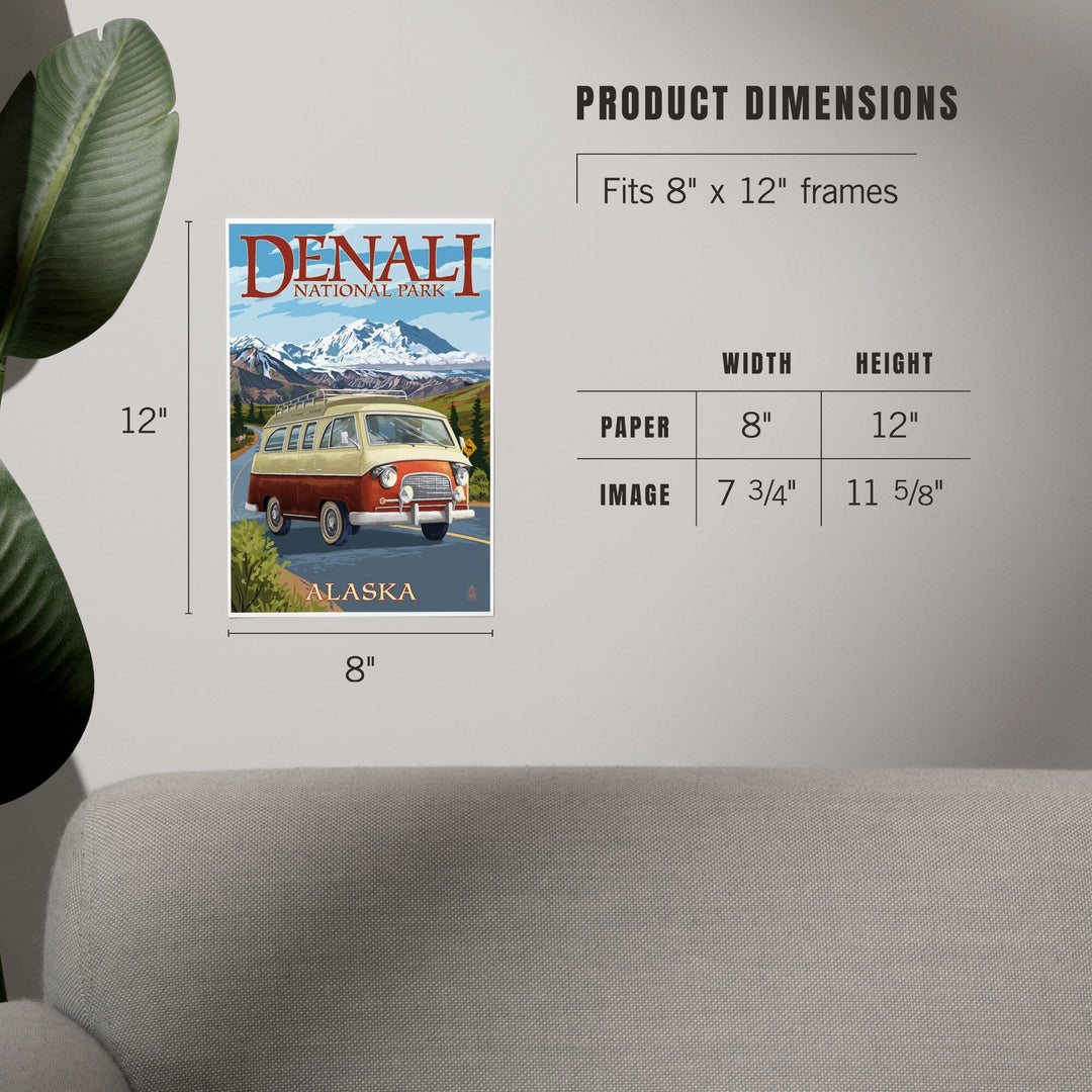 Denali National Park, Alaska, Camper Van, Art & Giclee Prints - Lantern Press